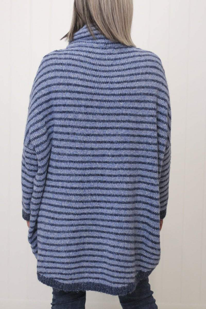 Stripe Contrast Turtleneck Sweaters(5 Colors)