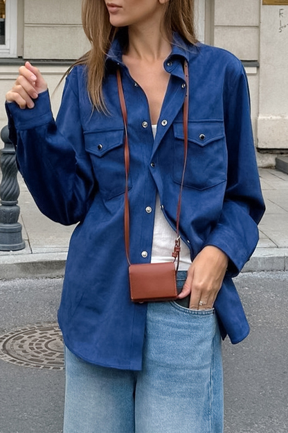 Daily Buttons Turndown Collar Blouses