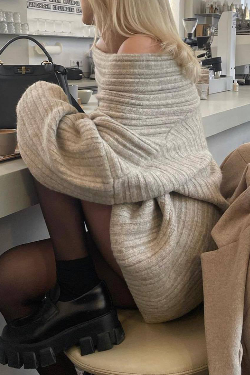 Color Irregular Potholes Off Shoulder Sweaters(5 Colors)