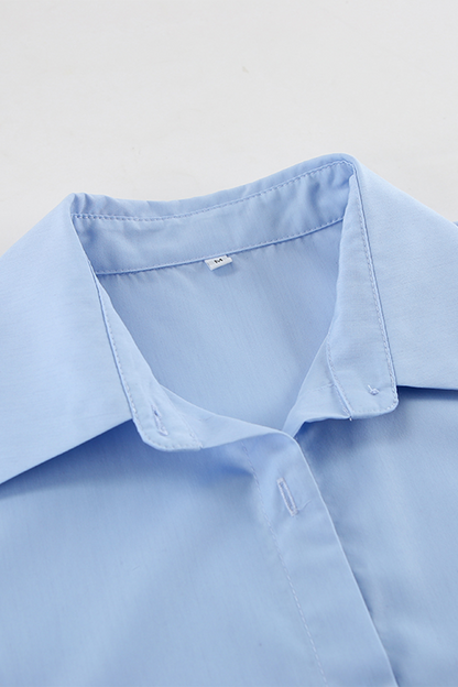 Buttons Patchwork Turndown Collar Blouses