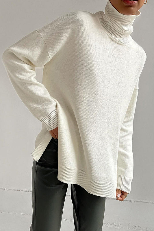 Color Slit Turtleneck Sweaters(8 Colors)