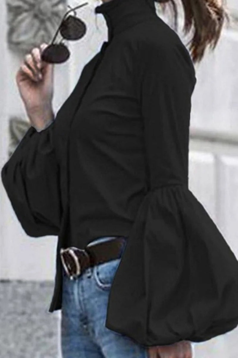 Buttons Mandarin Collar Blouses