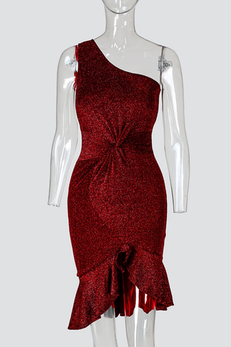 Party Hot Club Backless Irregular Oblique Collar Wrapped Skirt Dresses