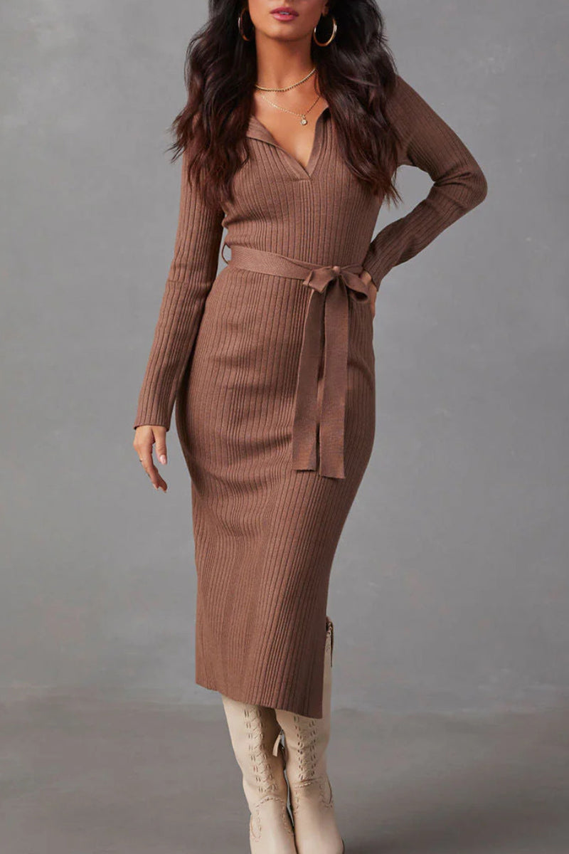 Patchwork Slit Strap Design Wrapped Skirt Dresses(3 Colors)