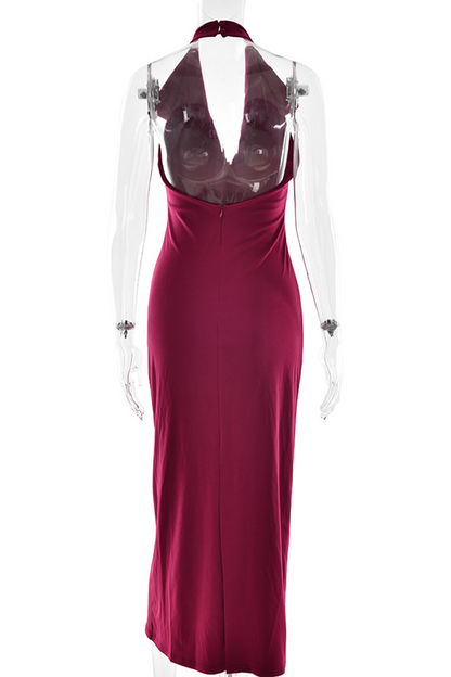 Buckle Backless Turndown Collar One Step Skirt Dresses(3 Colors)