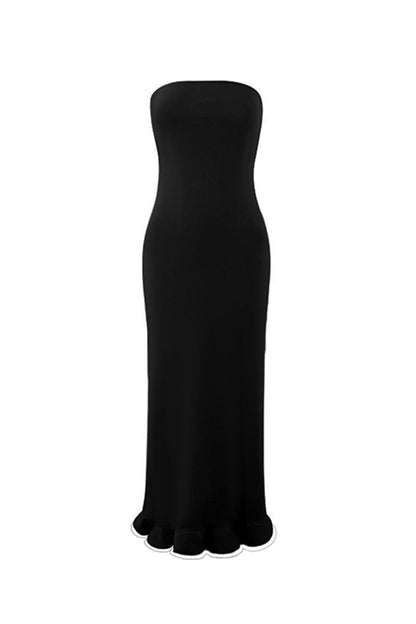 Stringy Selvedge Strapless One Step Skirt Dresses(3 Colors)