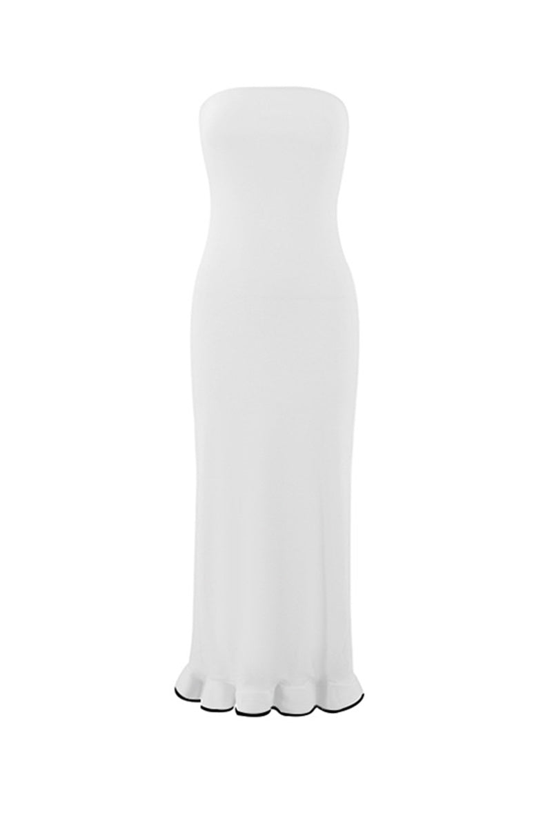 Stringy Selvedge Strapless One Step Skirt Dresses(3 Colors)