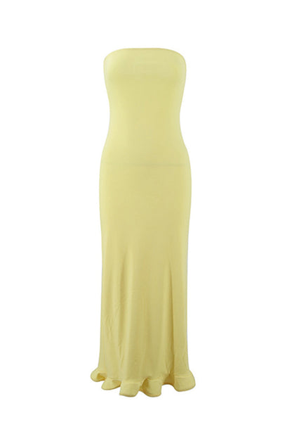Stringy Selvedge Strapless One Step Skirt Dresses(3 Colors)