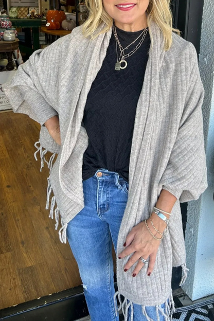 Fringed Trim Irregular Cardigan Collar Outerwear(9 Colors)