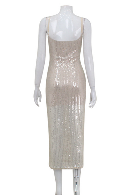 Party Sequins U Neck Wrapped Skirt Dresses