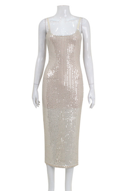 Party Sequins U Neck Wrapped Skirt Dresses
