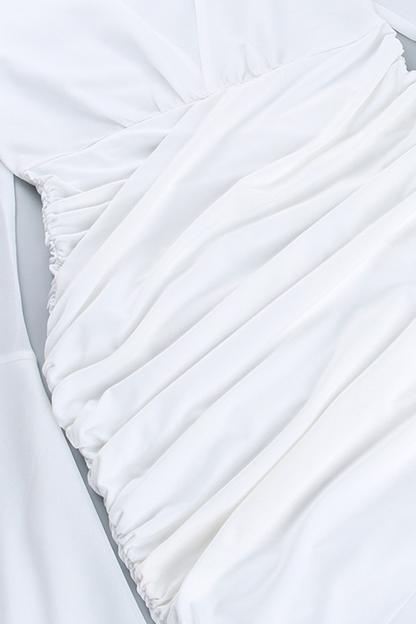 Ruched V Neck Wrapped Skirt Dresses