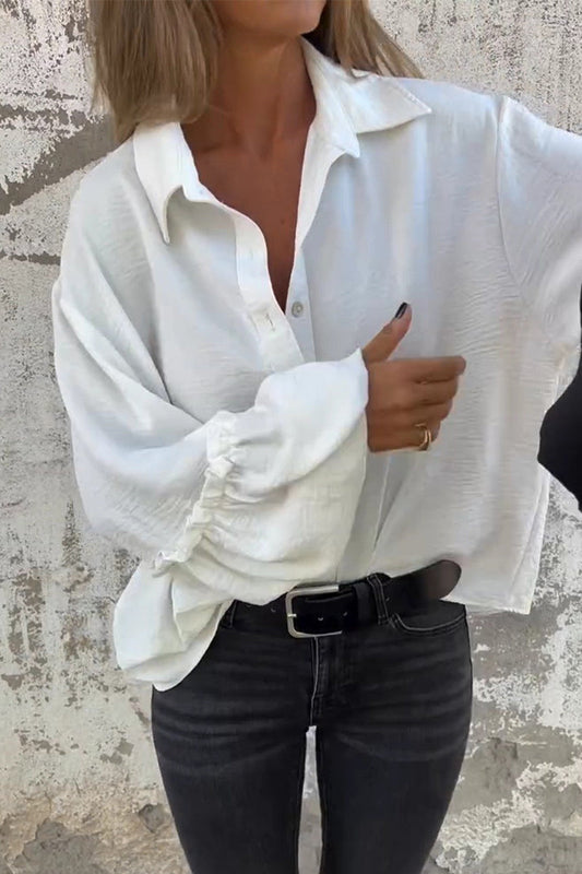 Daily Ruffle Turndown Collar Blouses