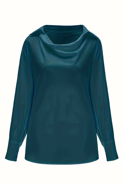 Color Ruched V Neck Blouses(4 Colors)