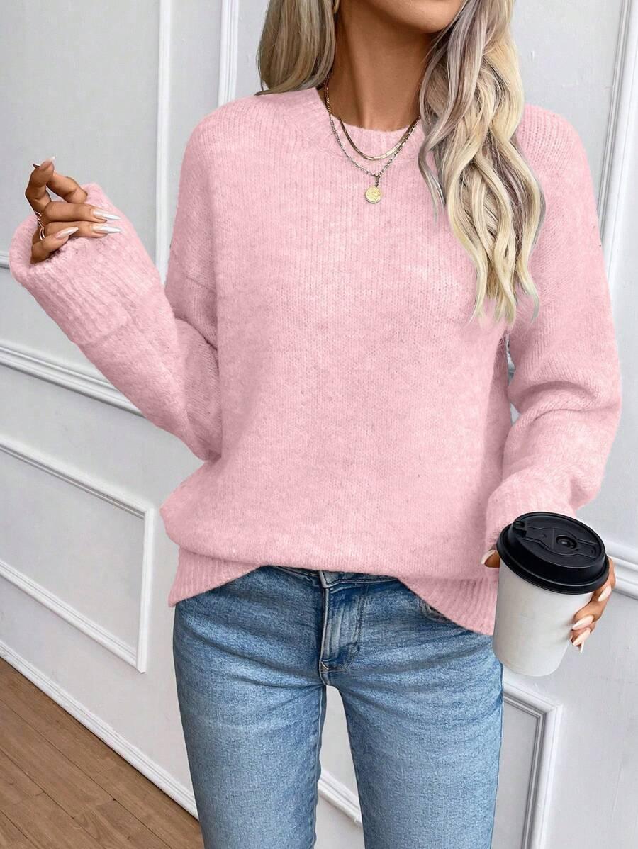 Color Long Sleeve Sweater Cozy Everyday Knit Pullover
