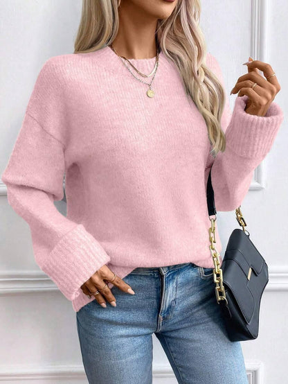 Color Long Sleeve Sweater Cozy Everyday Knit Pullover