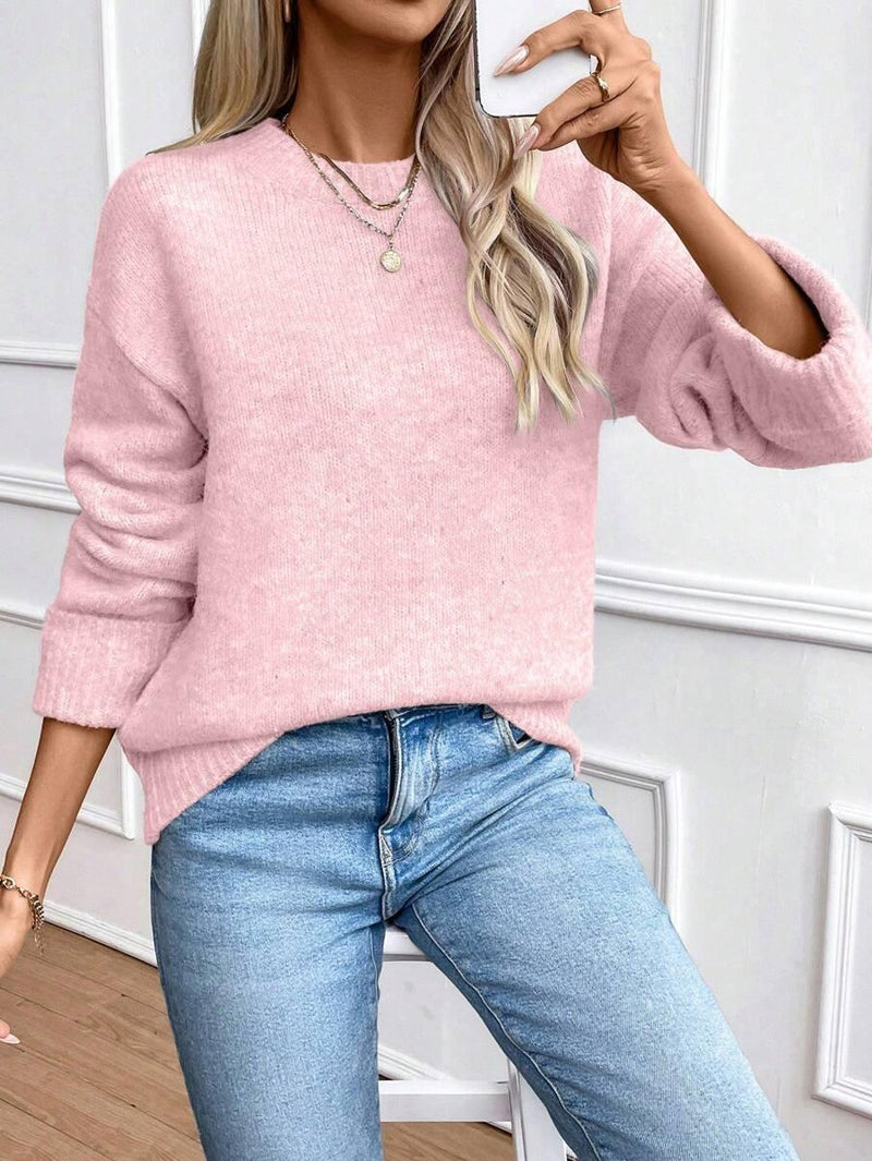 Color Long Sleeve Sweater Cozy Everyday Knit Pullover