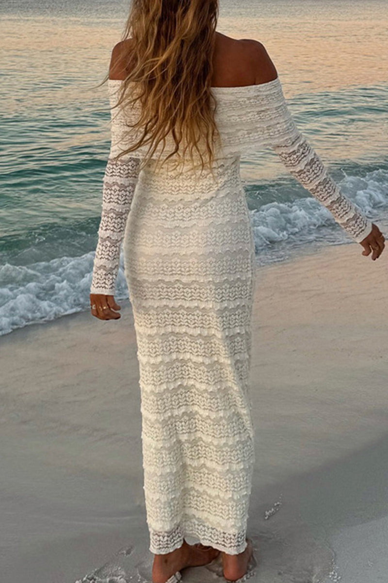 Patchwork Backless Off Shoulder Long Dresses