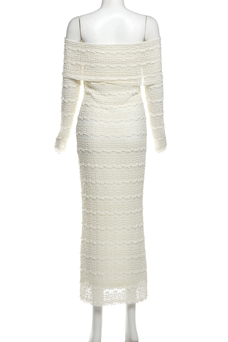 Patchwork Backless Off Shoulder Long Dresses