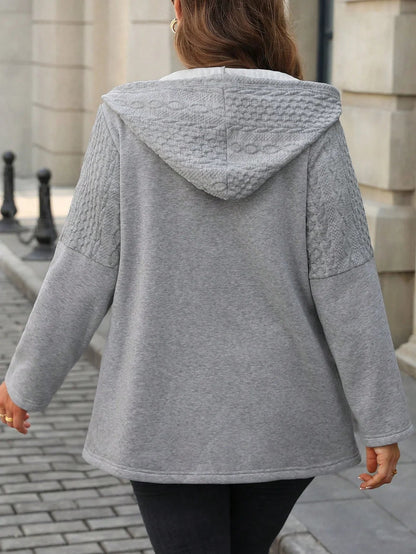 Hooded Zip Up Drawstring Coat for Fall Winter Wear