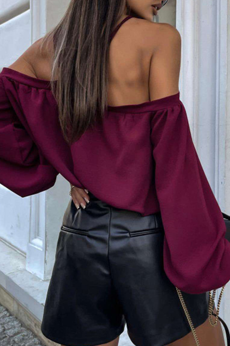 Lace Up Patchwork Halter Blouses