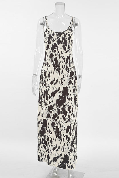 Geometric Print Contrast V Neck One Step Skirt Dresses