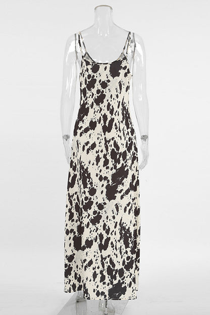 Geometric Print Contrast V Neck One Step Skirt Dresses