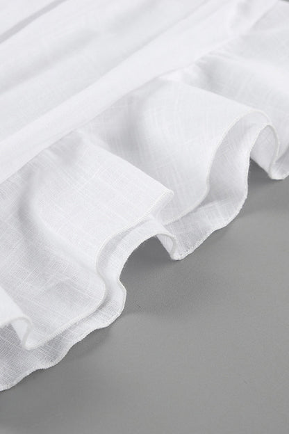 Ruffle Ruched Turn-back Collar Wrapped Skirt Dresses