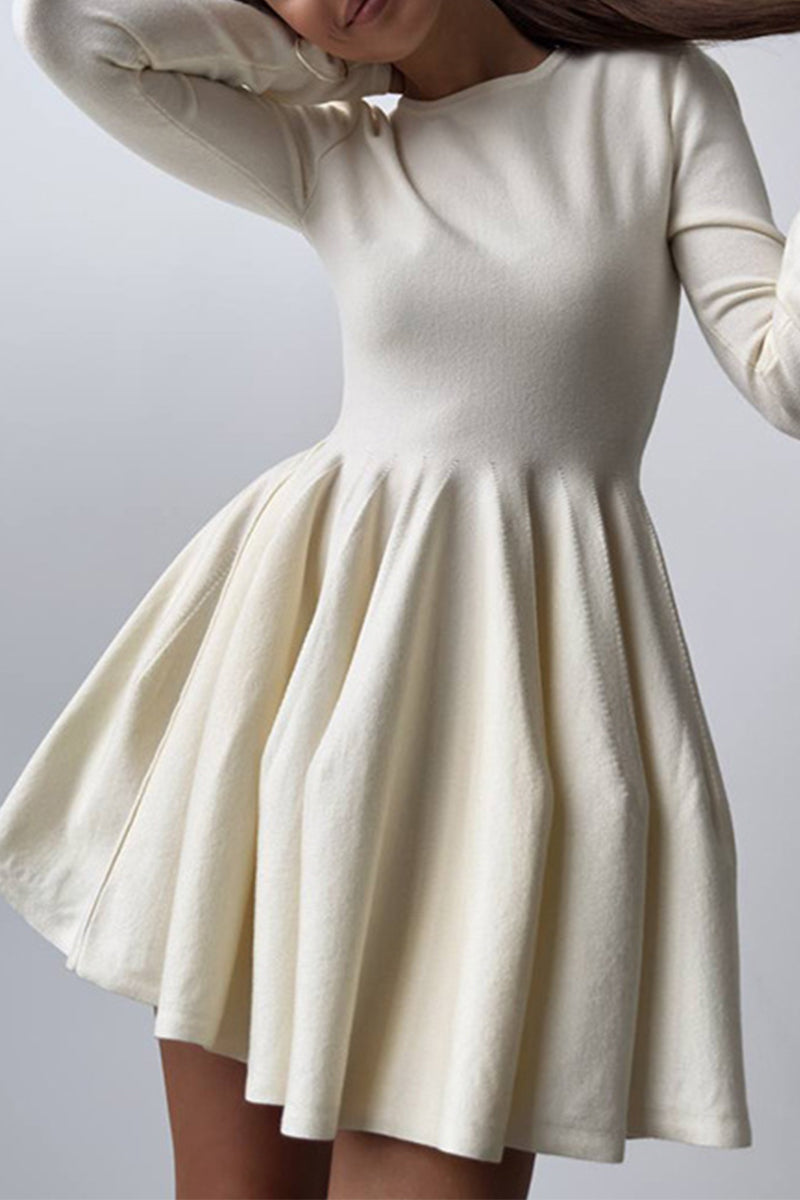 Ruched O Neck Sweater Dress Dresses(4 Colors)