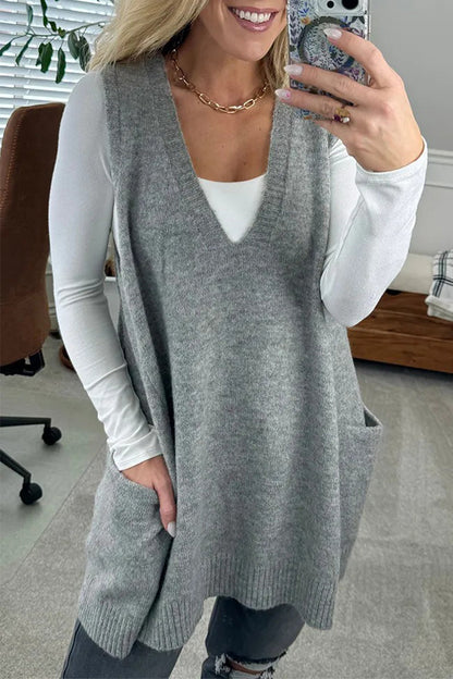 Daily Pocket V Neck Sweaters(5 Colors)