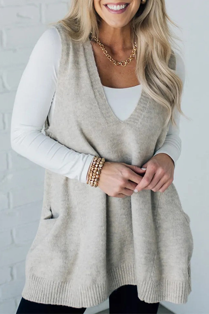 Daily Pocket V Neck Sweaters(5 Colors)