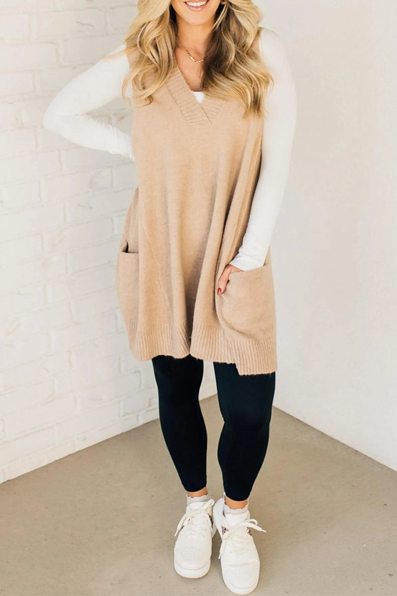 Daily Pocket V Neck Sweaters(5 Colors)