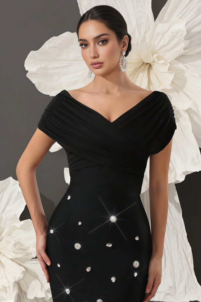 Marisad Strapless Mesh Studded Midi Dress