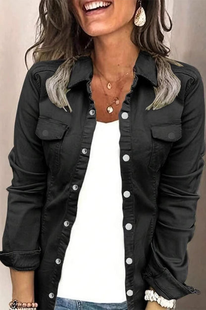Daily Buttons Turndown Collar Blouses(3 Colors)