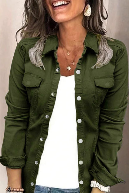 Daily Buttons Turndown Collar Blouses(3 Colors)