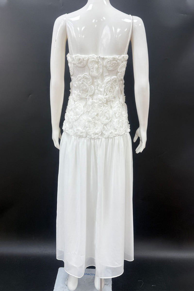 Flower Shape V Neck Long Dresses