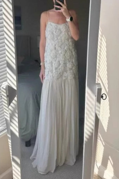 Flower Shape V Neck Long Dresses