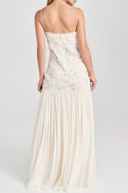Flower Shape V Neck Long Dresses