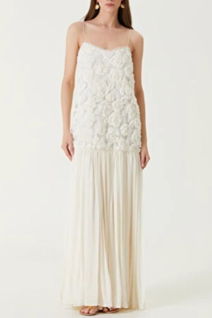 Flower Shape V Neck Long Dresses