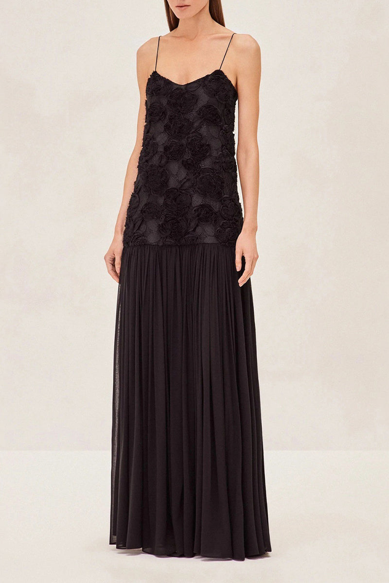 Flower Shape V Neck Long Dresses