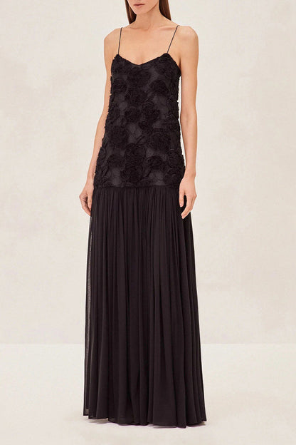 Flower Shape V Neck Long Dresses