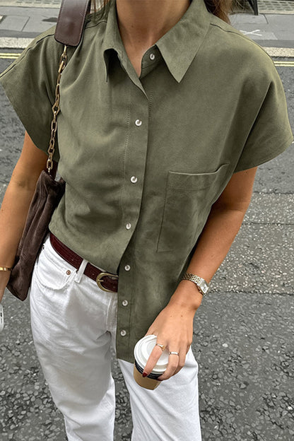 Buttons Turndown Collar Blouses