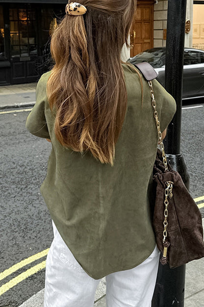 Buttons Turndown Collar Blouses