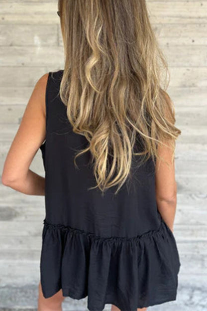 Buttons Pleated Flounce Turndown Collar Blouses(3 Colors)