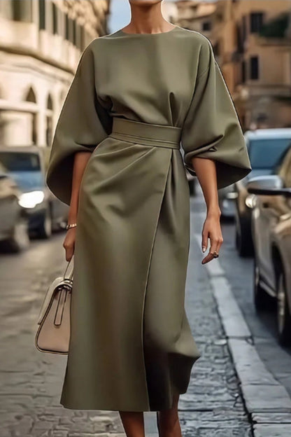Basic O Neck Long Dresses(8 Colors)