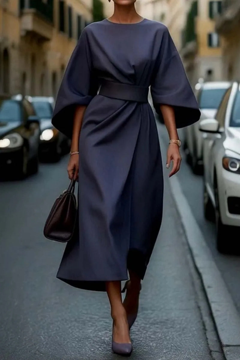 Basic O Neck Long Dresses(8 Colors)
