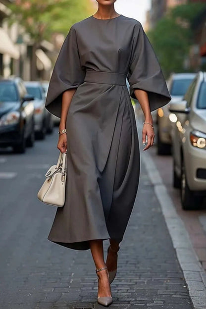 Basic O Neck Long Dresses(8 Colors)
