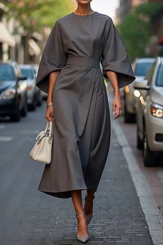 Basic O Neck Long Dresses(8 Colors)
