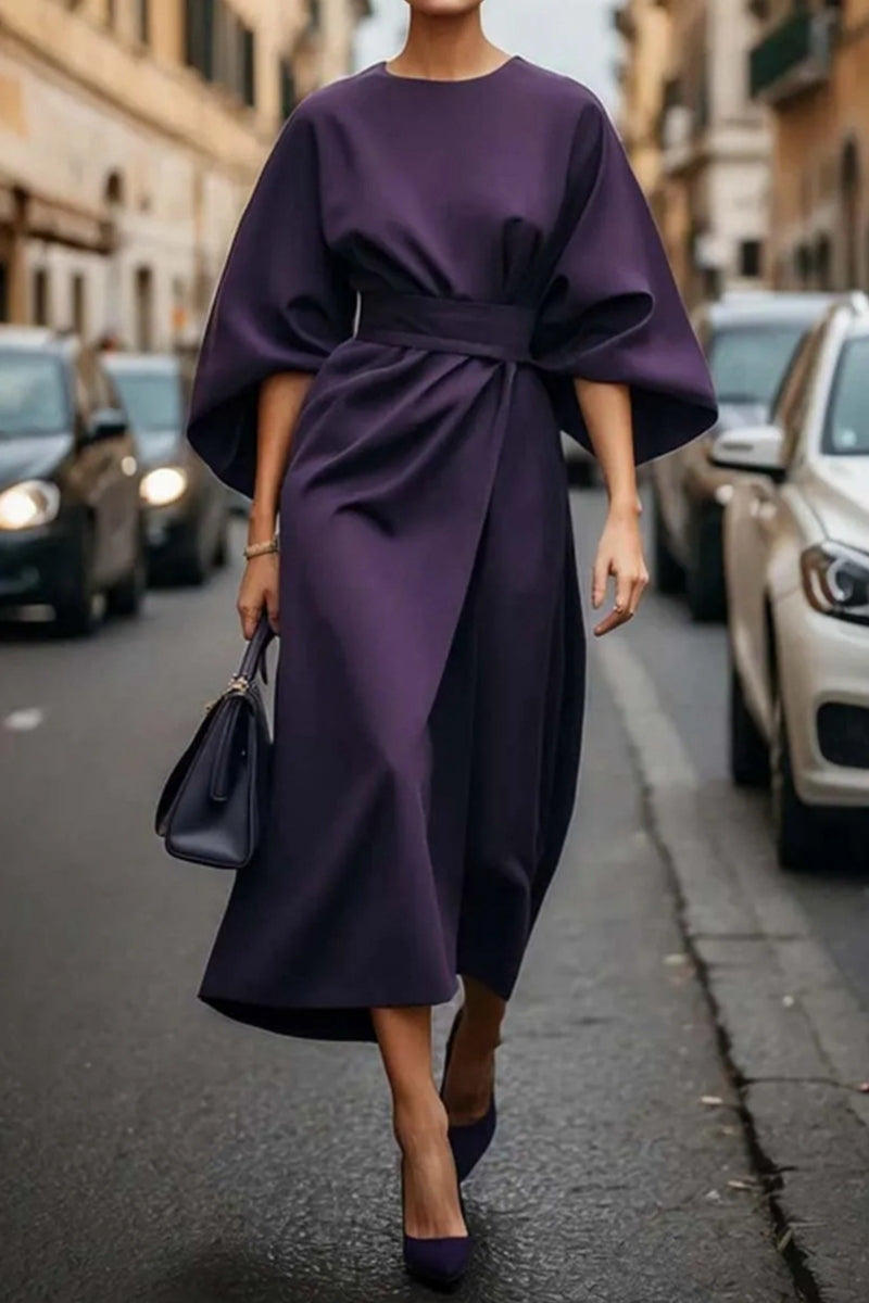 Basic O Neck Long Dresses(8 Colors)