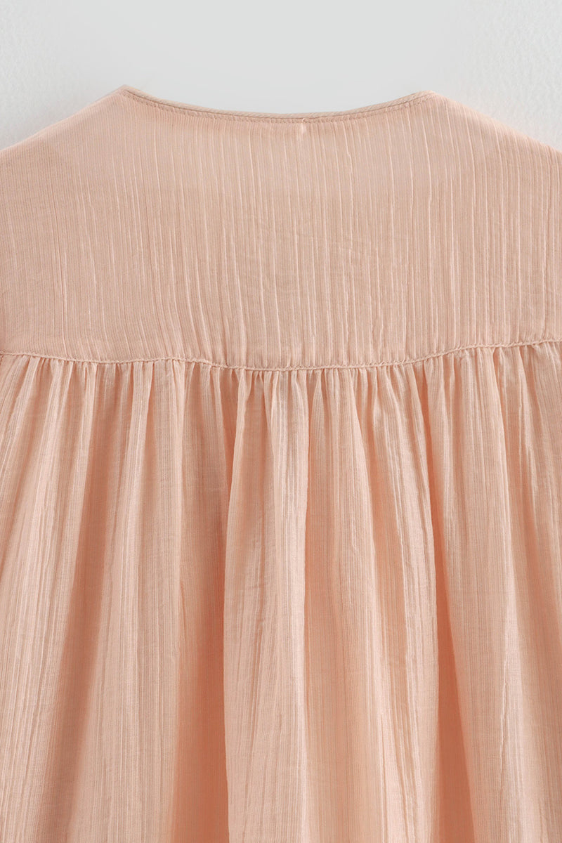 Color Lace Up O Neck Blouses